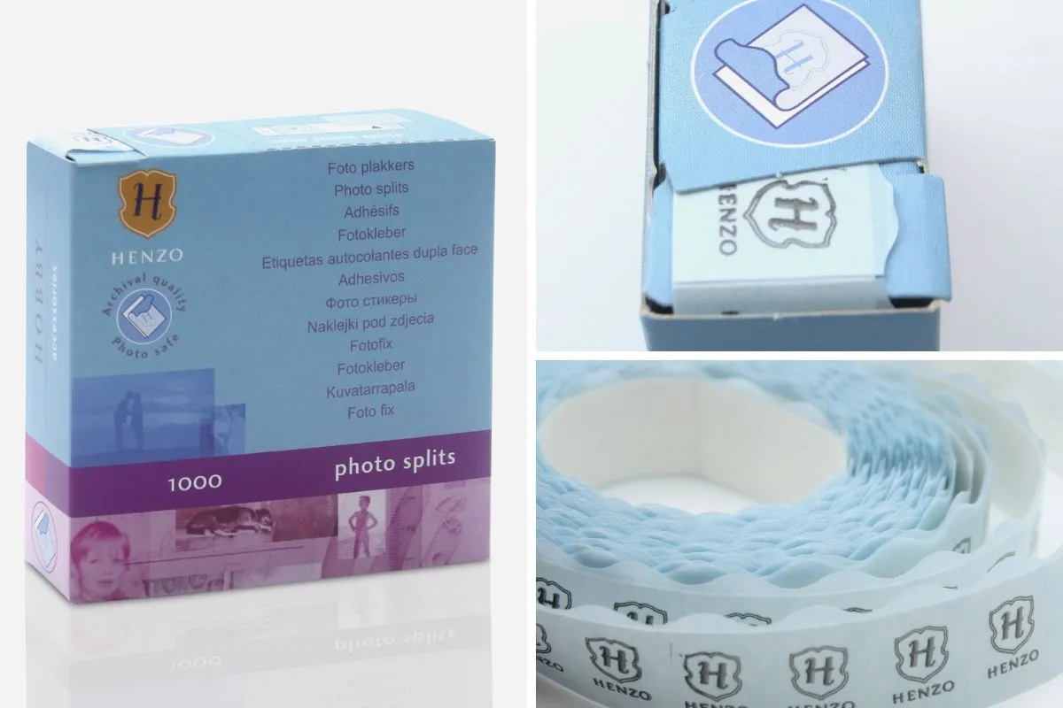 przylepce do zdjęć — małe kwadraty dwustronnej taśmy do wklejania fotografii